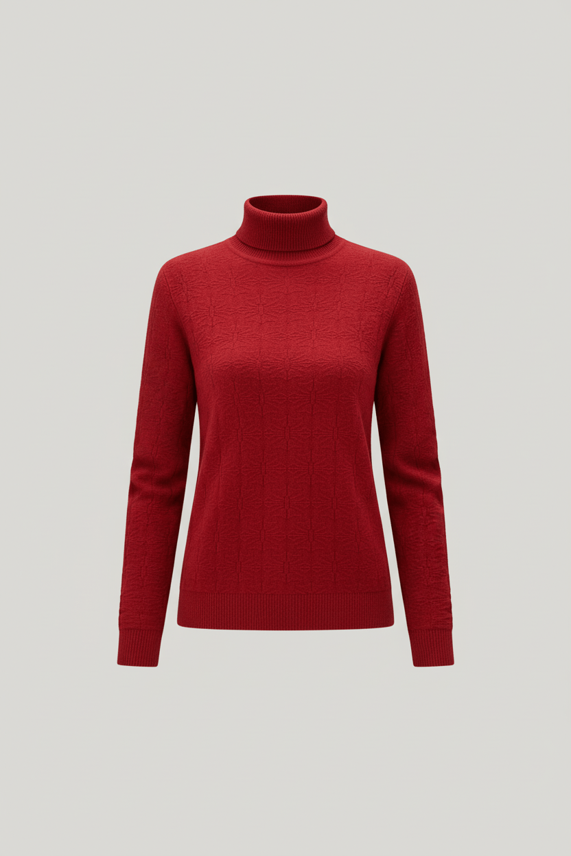 Elegant | Vit Stickad Tröja Dam med Mock-Hals och Slim Fit | Perfekt för Höst och Vinter 2