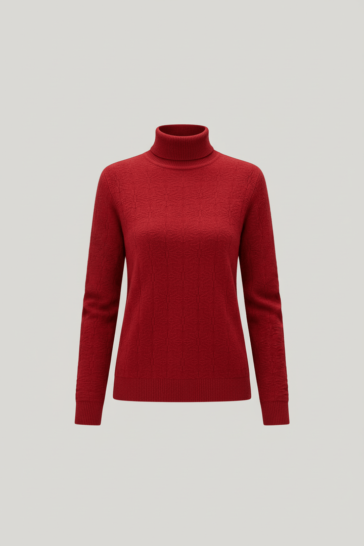 Elegant | Vit Stickad Tröja Dam med Mock-Hals och Slim Fit | Perfekt för Höst och Vinter 2