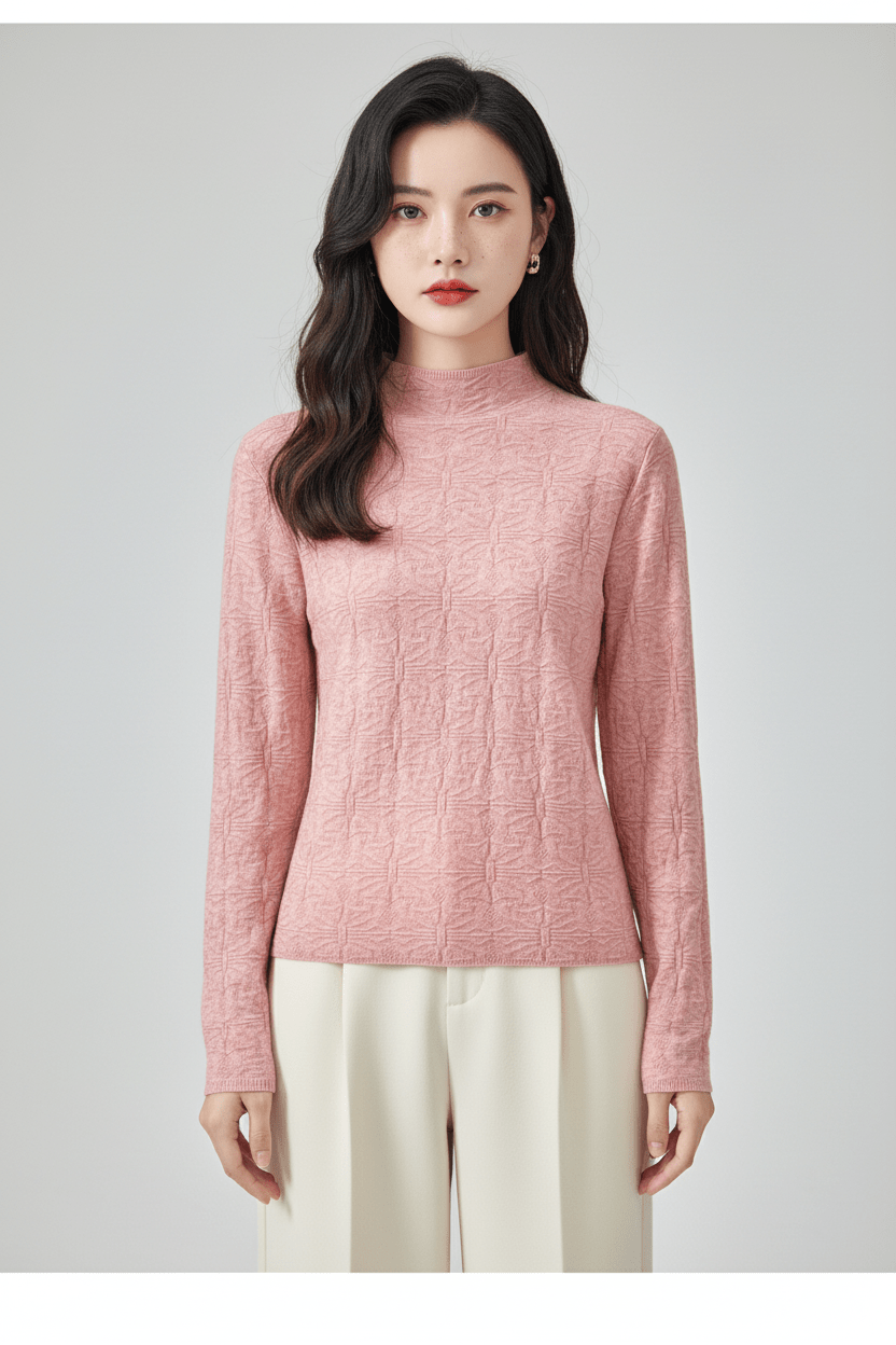 Elegant | Vit Stickad Tröja Dam med Mock-Hals och Slim Fit | Perfekt för Höst och Vinter 7