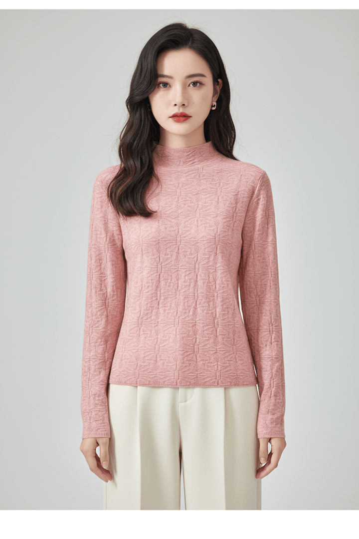 Elegant | Vit Stickad Tröja Dam med Mock-Hals och Slim Fit | Perfekt för Höst och Vinter 7