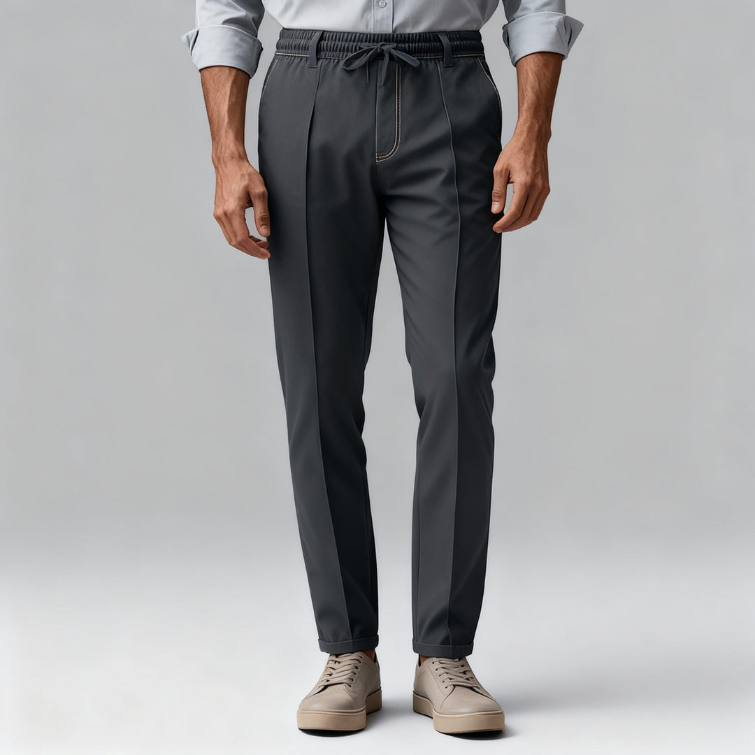 Eleganta Chinos för Män med Elastisk Midja och Modern Passform | Bekväma Byxor för Vardagsbruk 0