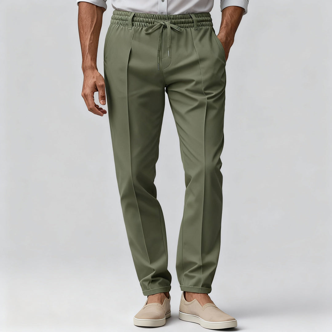 Eleganta Chinos för Män med Elastisk Midja och Modern Passform | Bekväma Byxor för Vardagsbruk 6