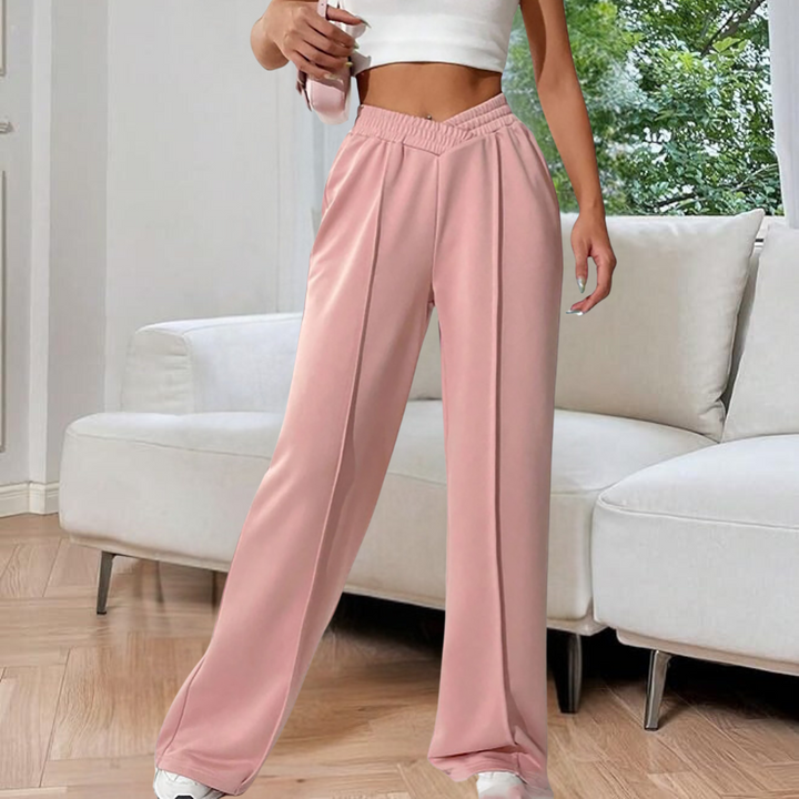 Eleganta Joggingbyxor Dam med Breda Ben och Hög Midja för Komfort 0