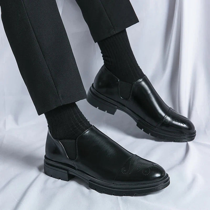 Eleganta Läderskor för Män | Slip-On Design med Elastiska Paneler för Optimal Komfort 3