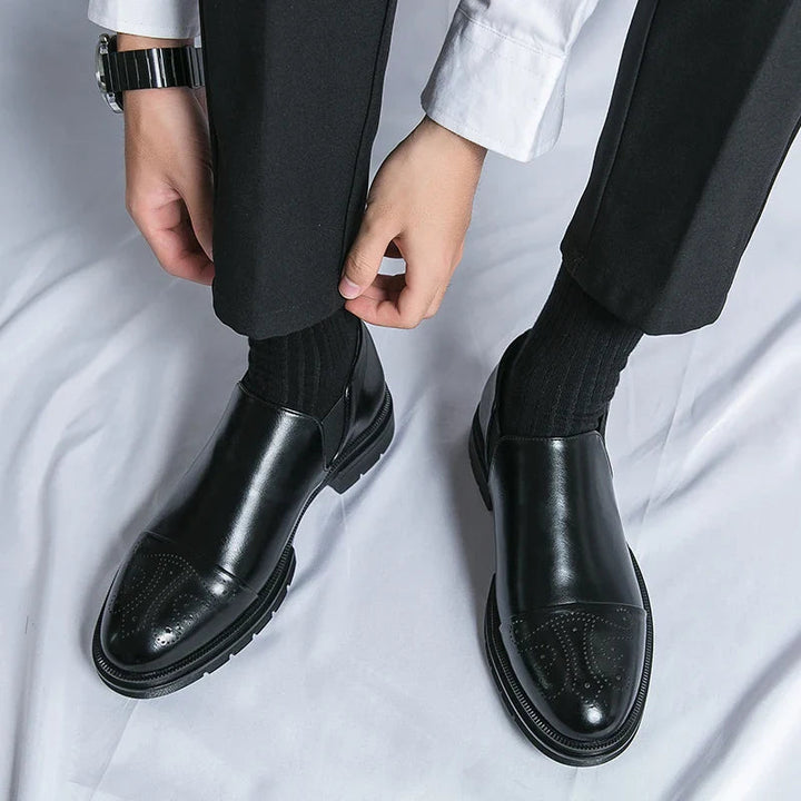 Eleganta Läderskor för Män | Slip-On Design med Elastiska Paneler för Optimal Komfort 4