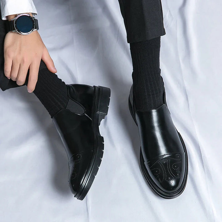 Eleganta Läderskor för Män | Slip-On Design med Elastiska Paneler för Optimal Komfort 5