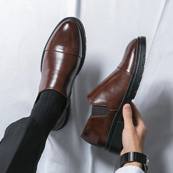 Eleganta Läderskor för Män | Slip-On Design med Elastiska Paneler för Optimal Komfort 7