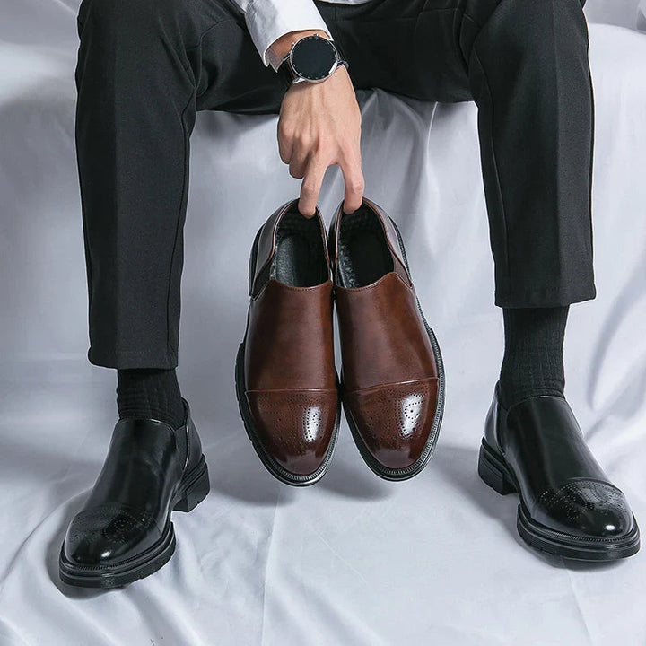 Eleganta Läderskor för Män | Slip-On Design med Elastiska Paneler för Optimal Komfort 8