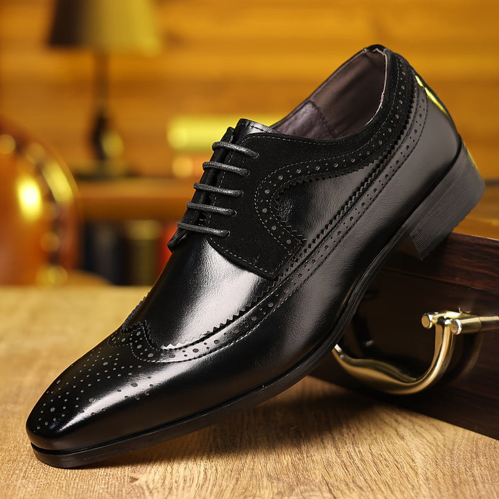 Eleganta Oxford-skor för män med vingspetsar och tvåfärgad design | Tidlös stil för formella tillfällen 4
