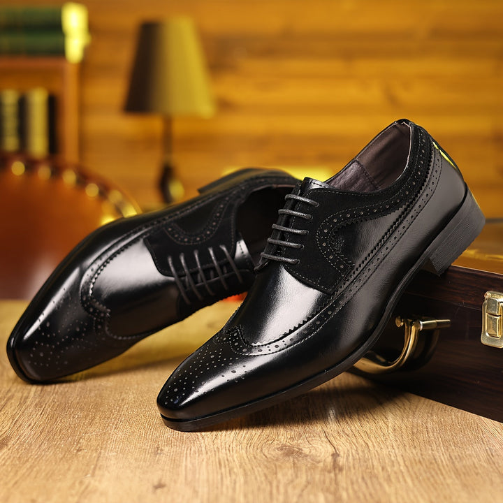 Eleganta Oxford-skor för män med vingspetsar och tvåfärgad design | Tidlös stil för formella tillfällen 5