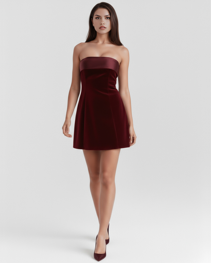 Ella | Djup Röd Elegant Miniklänning 1