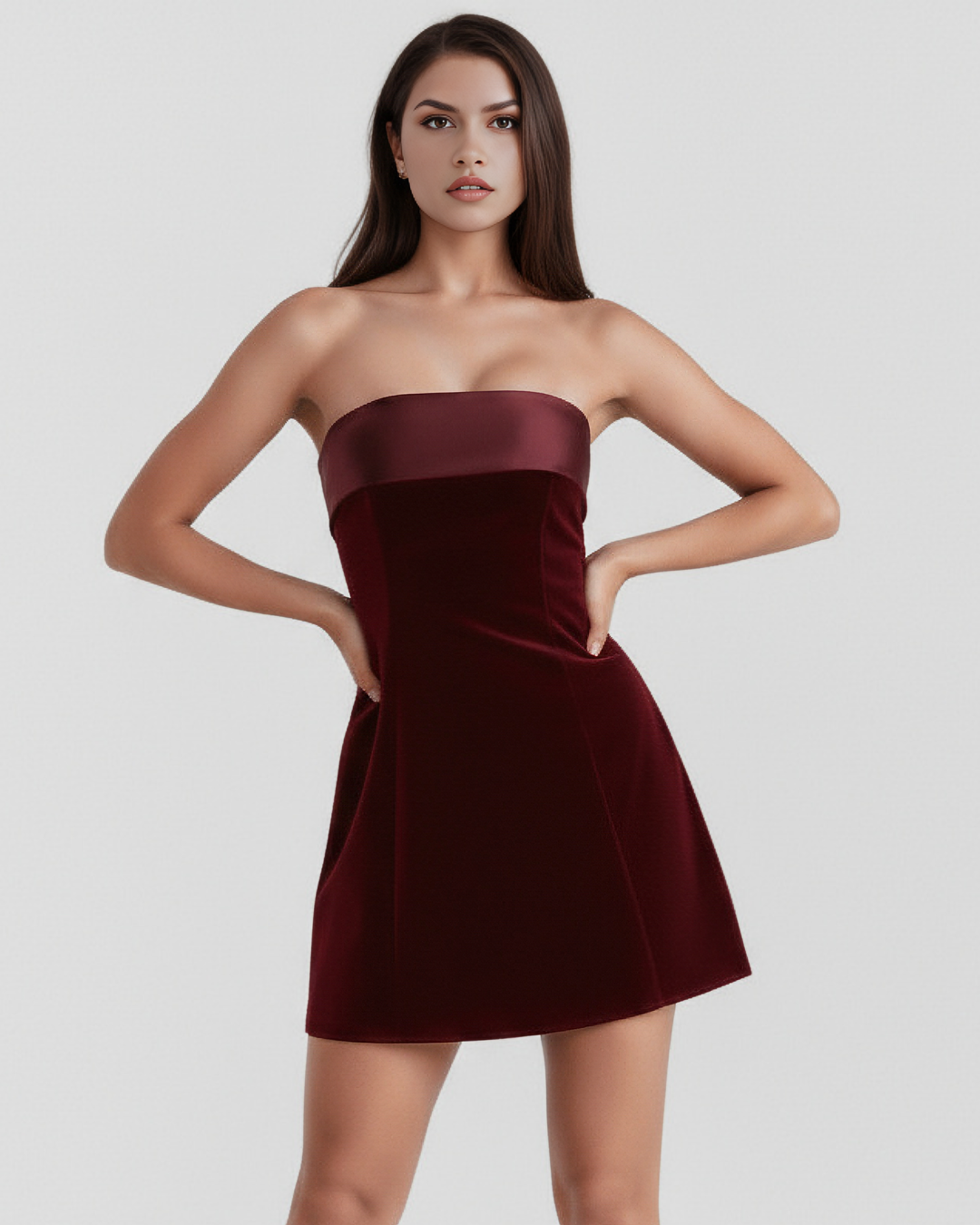 Ella | Djup Röd Elegant Miniklänning 6