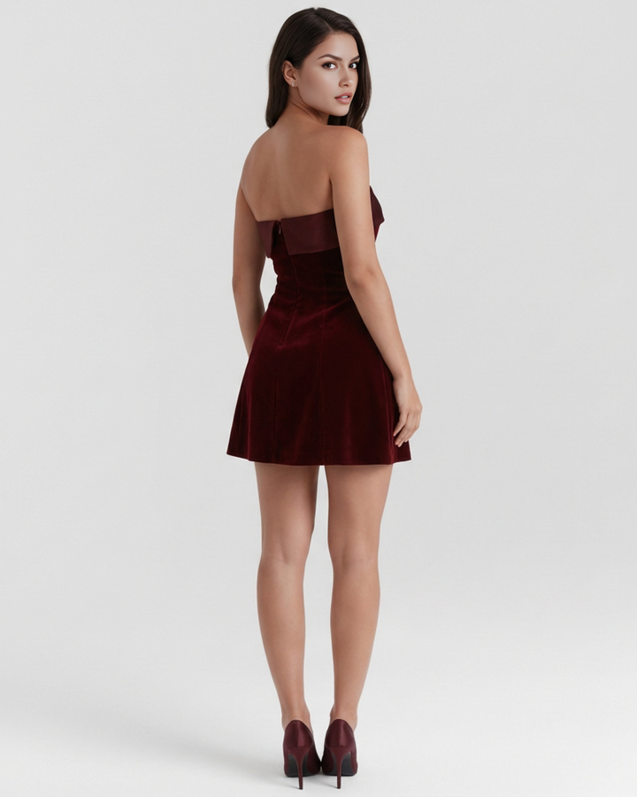 Ella | Djup Röd Elegant Miniklänning 7