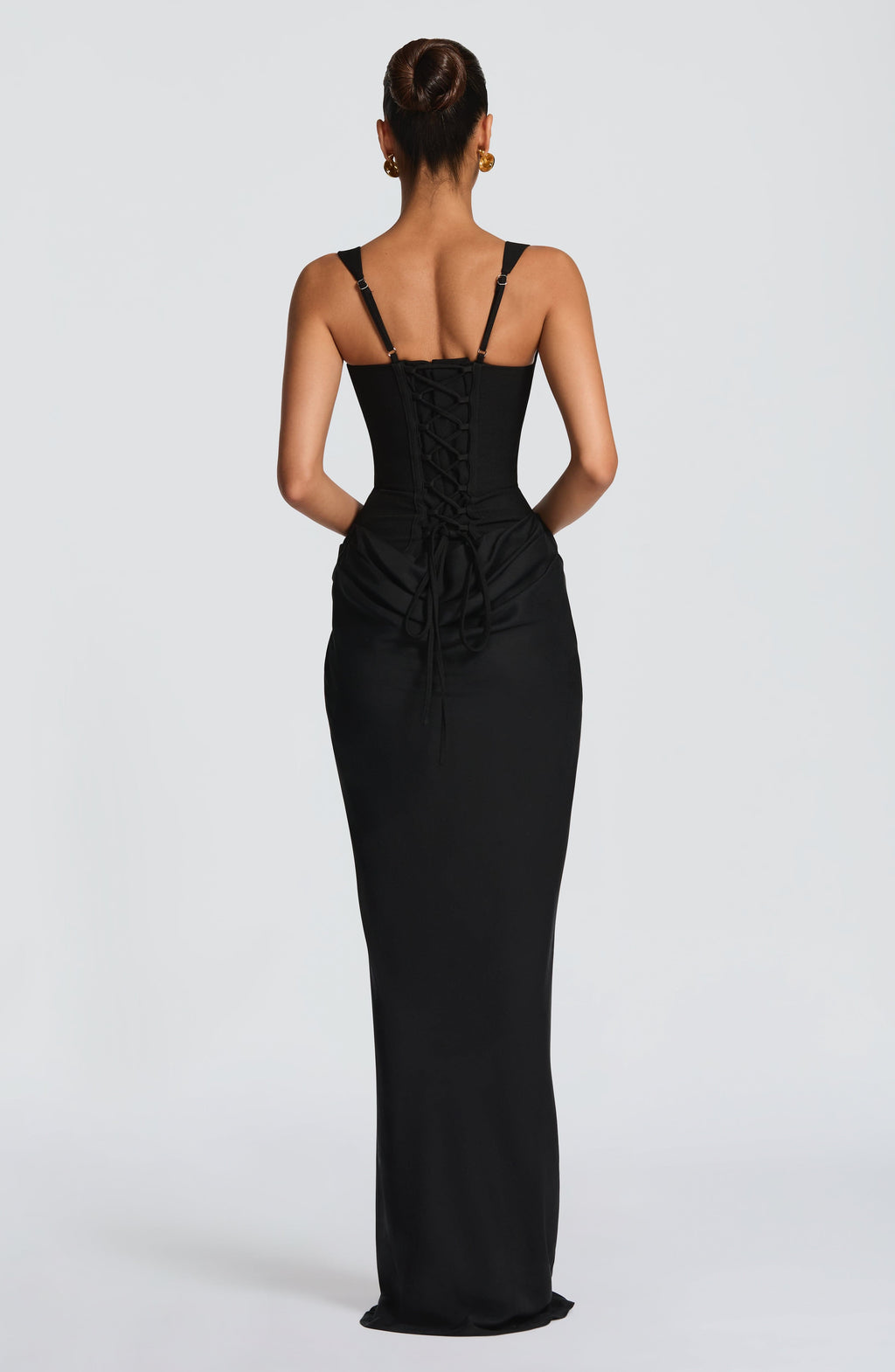 Ella | Elegant Draperad Svart Maxiklänning för Damer 5