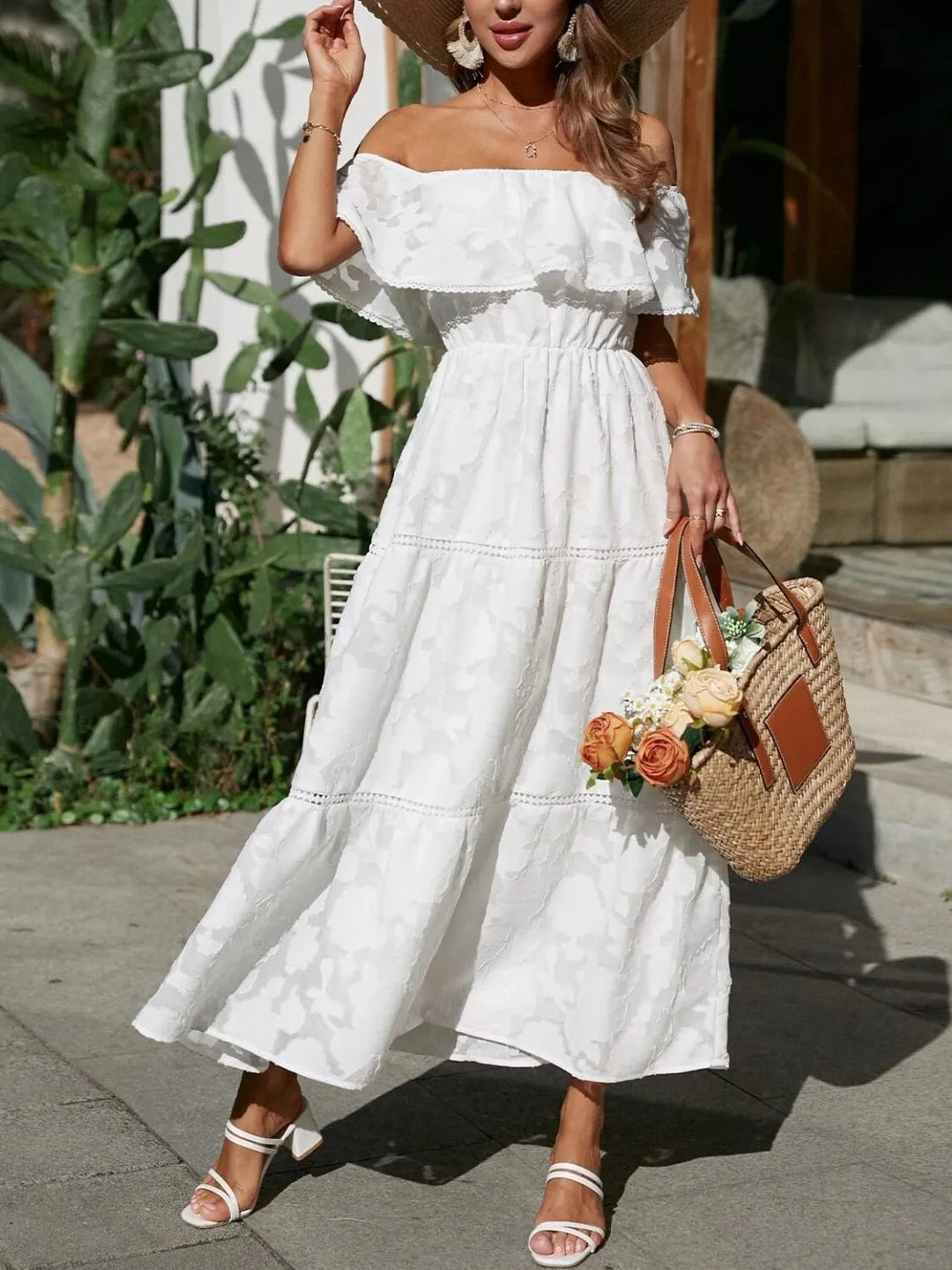 Ella | Elegant Off Shoulder Maxiklänning för Sommarlook 0