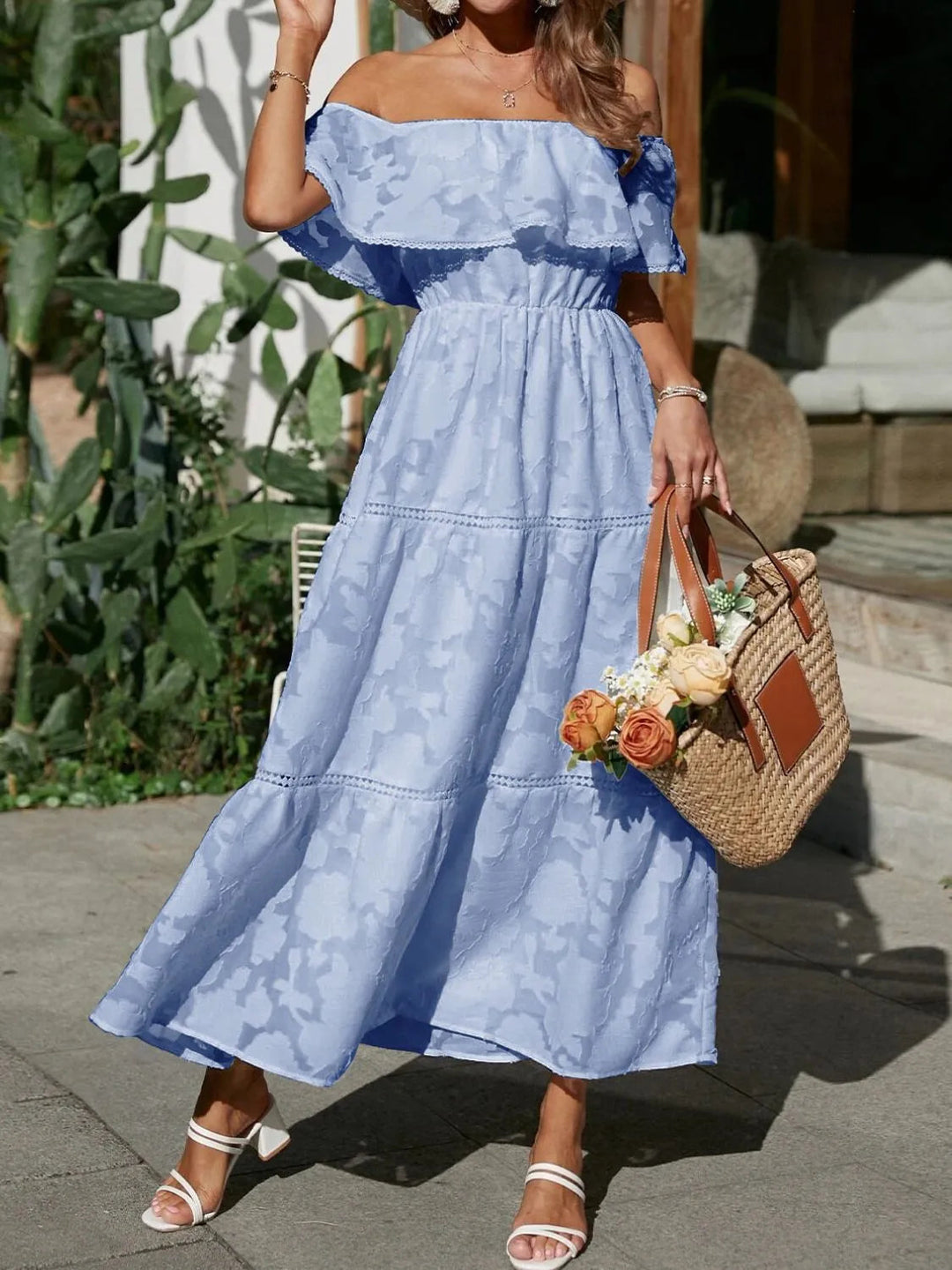 Ella | Elegant Off Shoulder Maxiklänning för Sommarlook 3