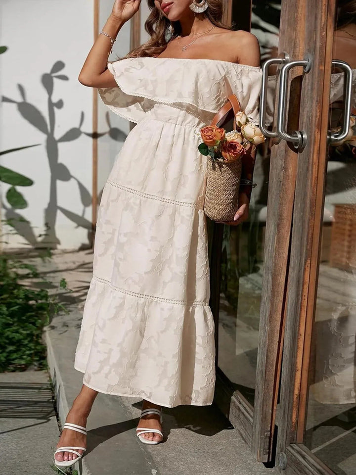 Ella | Elegant Off Shoulder Maxiklänning för Sommarlook 8