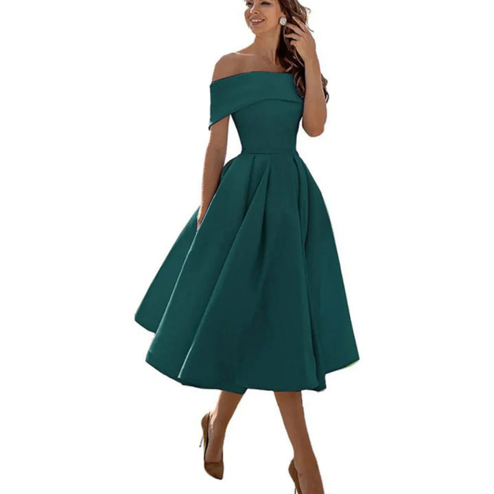 Ella | Elegant Off Shoulder Midiklänning Dam i Midilängd 1
