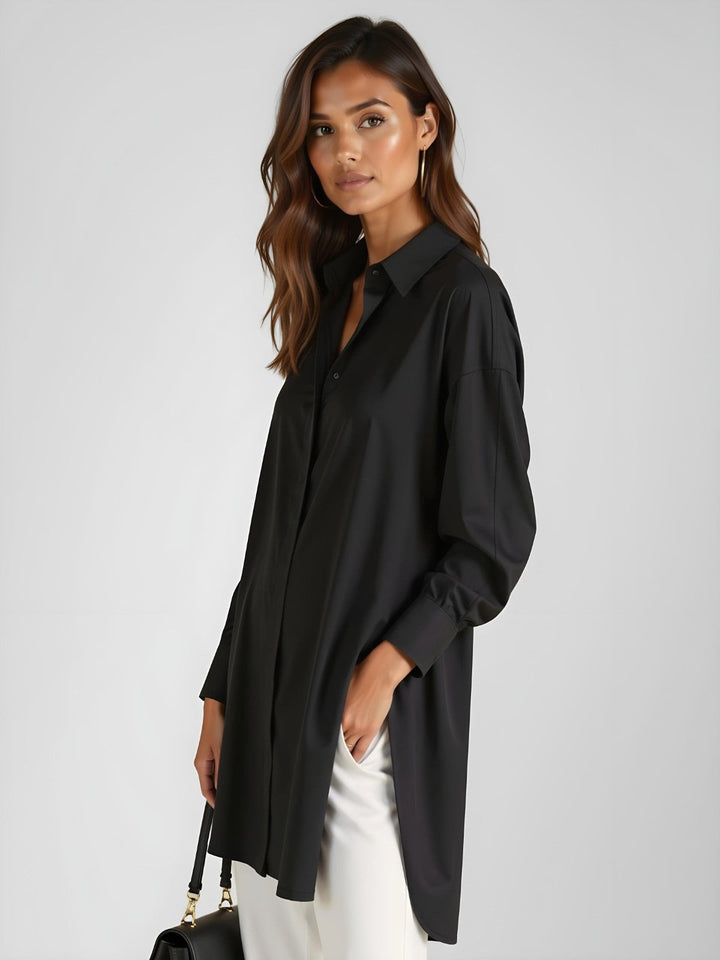 Emily | Avslappnad Oversized Skjortklänning med Slagkrage 1