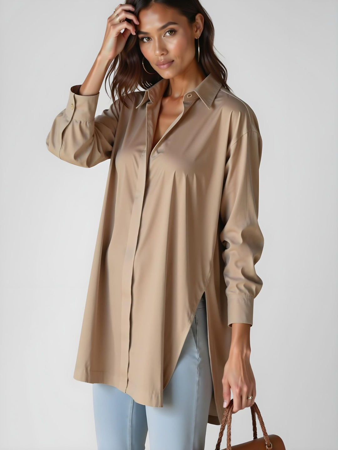 Emily | Avslappnad Oversized Skjortklänning med Slagkrage 2