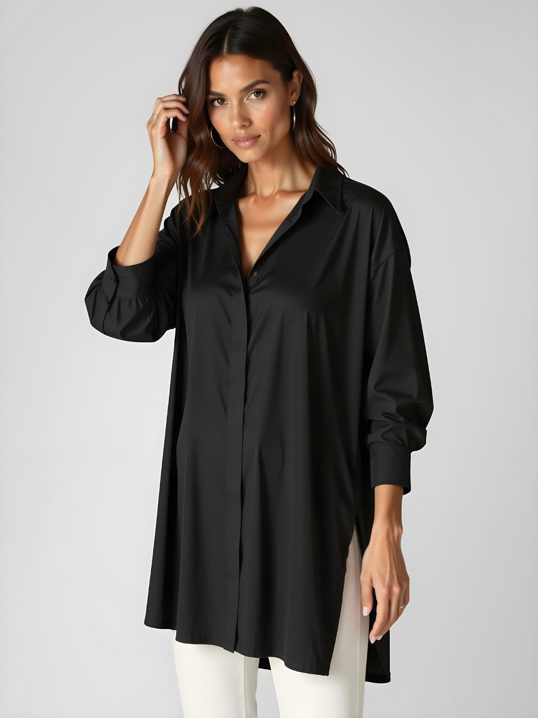 Emily | Avslappnad Oversized Skjortklänning med Slagkrage 4