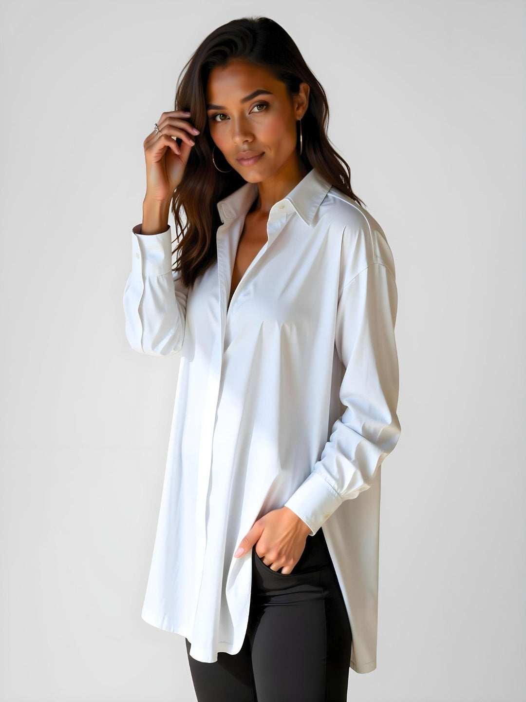 Emily | Avslappnad Oversized Skjortklänning med Slagkrage 6