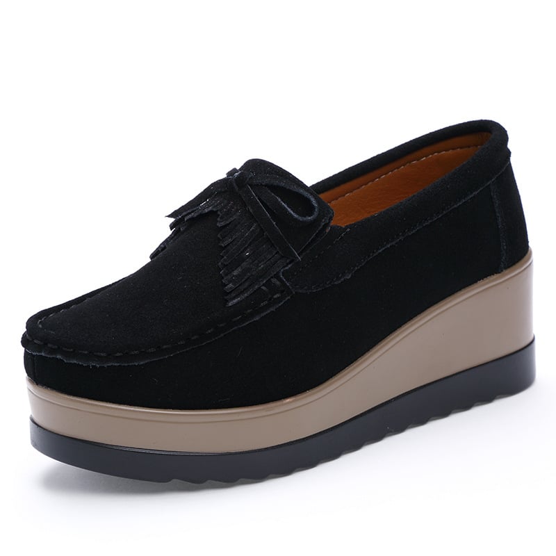 Emily | Elegant Slip-On Kilskor med Tofsrosett 0