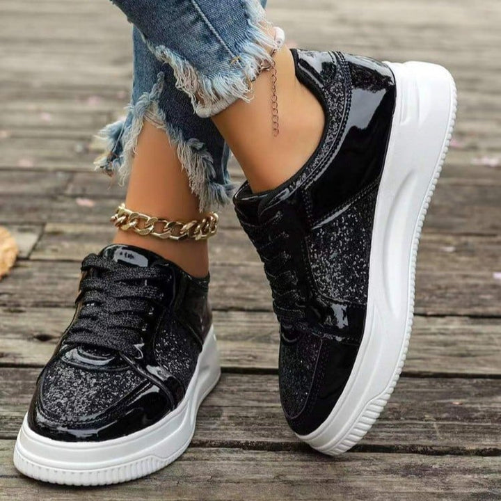 Emily | Glittrande Damsneakers med Tjock Sula 0