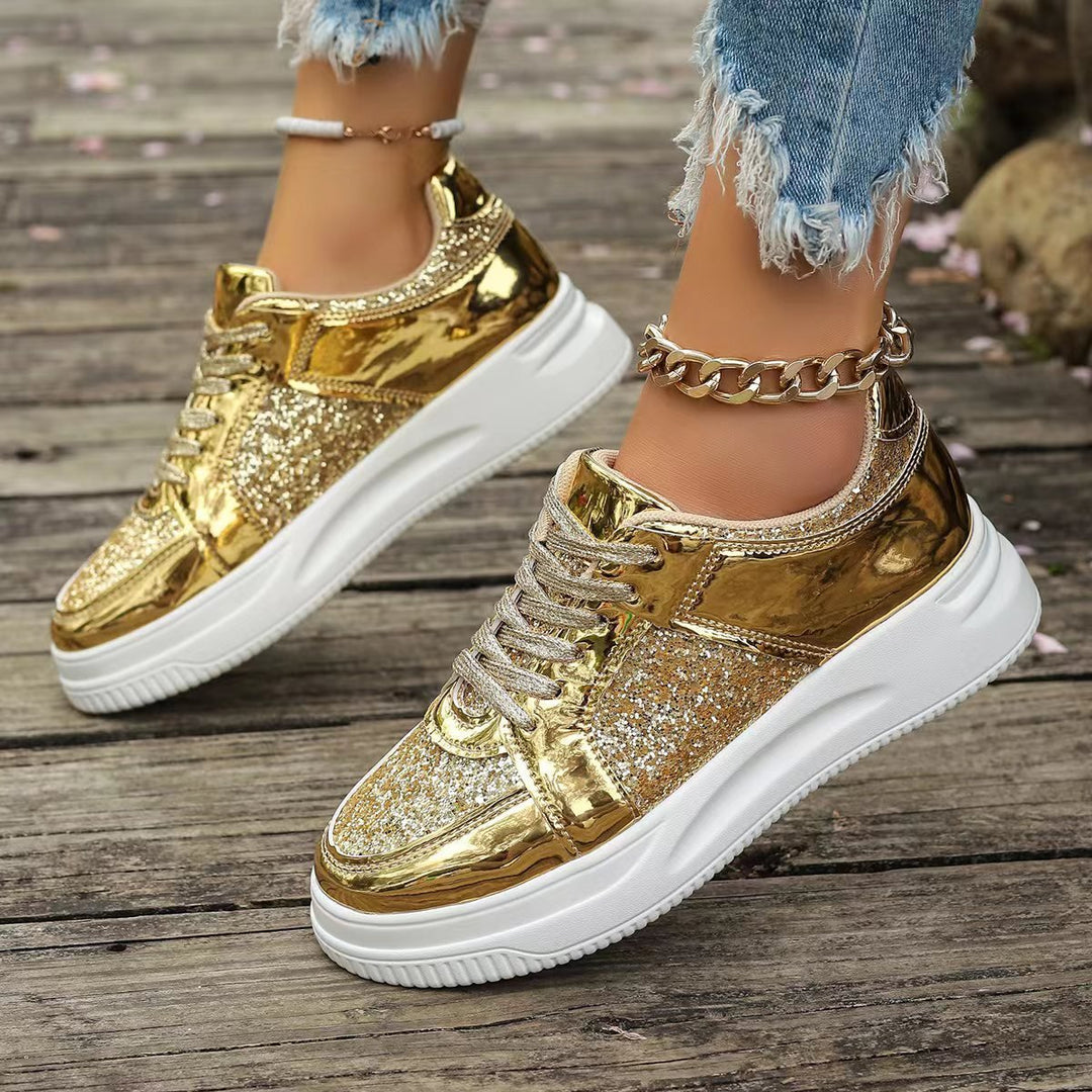 Emily | Glittrande Damsneakers med Tjock Sula 1