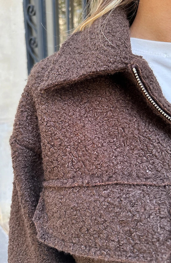 Emily | Oversized Beige Teddy Bomberjacka För Hösten 6