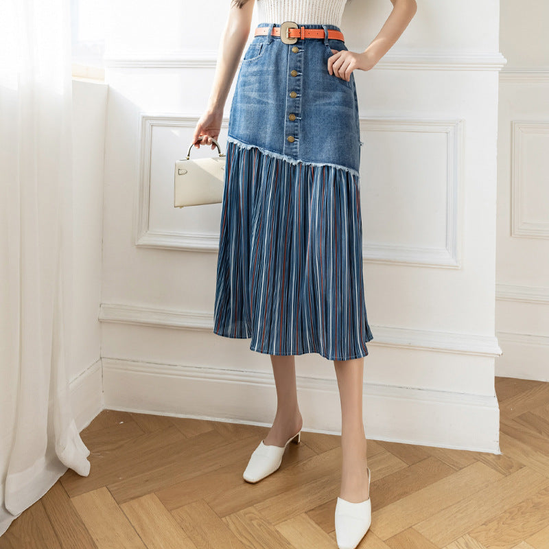 Emily | Trendig A-linje Denimkjol med Hög Midja 0