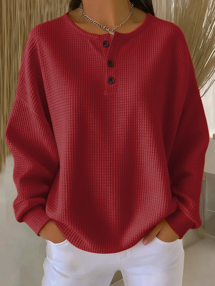 Emma | Avslappnad Waffle Stickad Sweatshirt 2