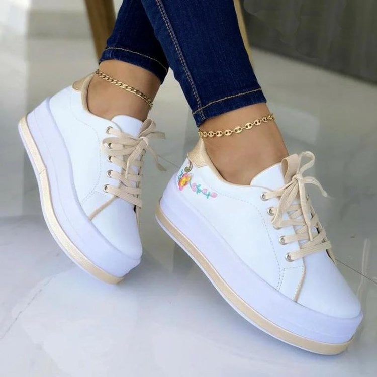 Emma | Blommig Platåsneaker med Rund Tå 2