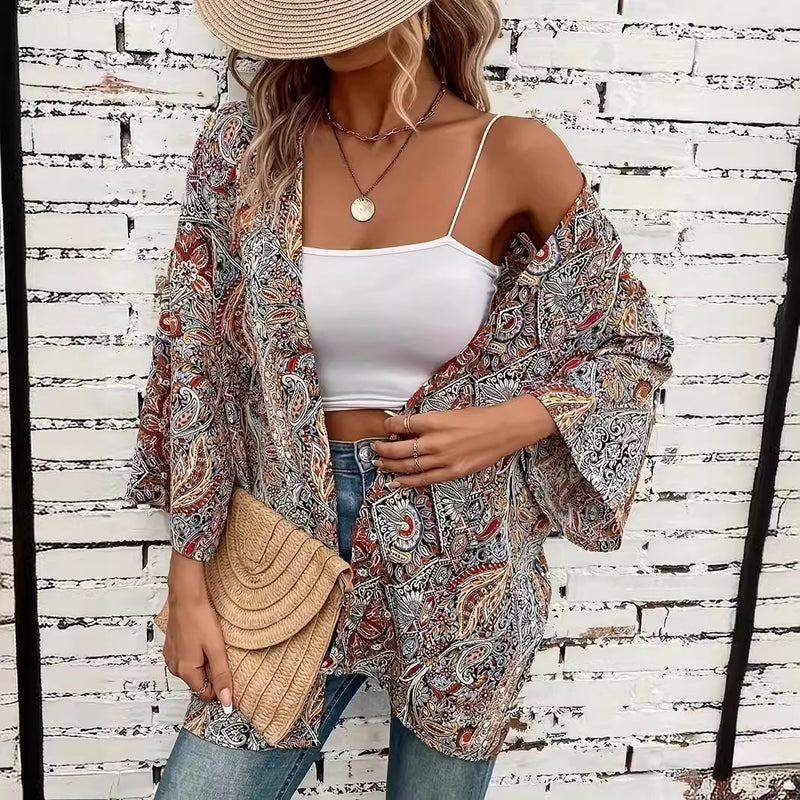 Emma | Bohemisk Långärmad Blus med Blommönster 1