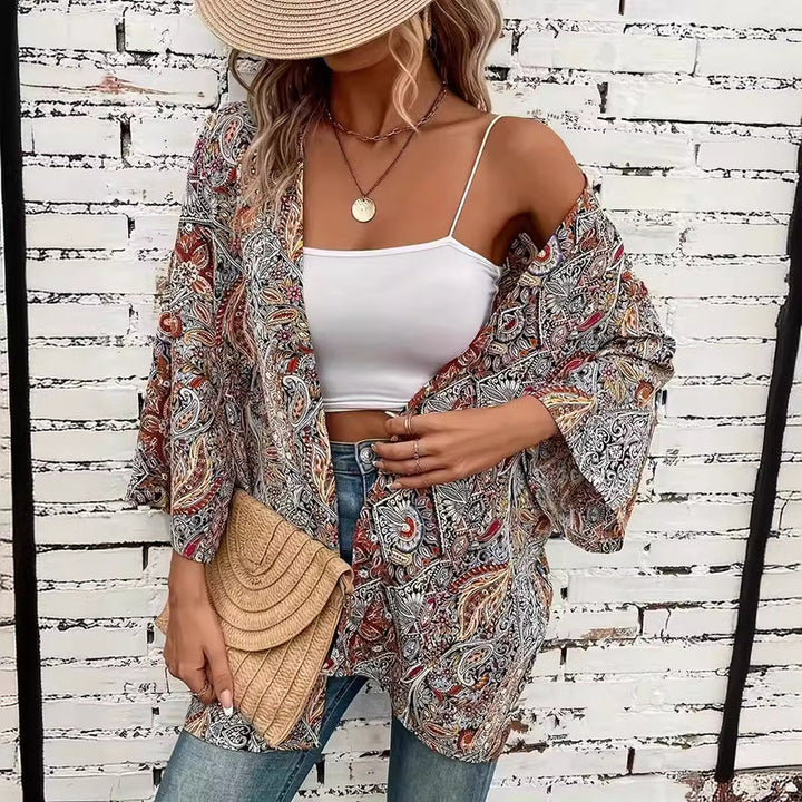 Emma | Bohemisk Långärmad Blus med Blommönster 1