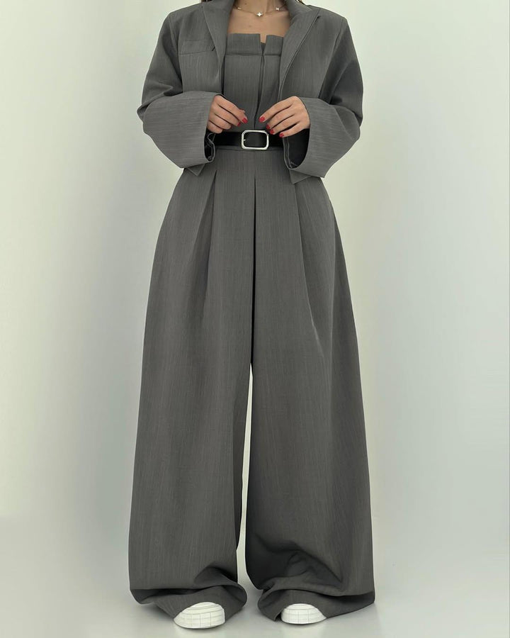 Emma | Elegant Bustier Jumpsuit Med Vida Byxor Och Matchande Jacka 3