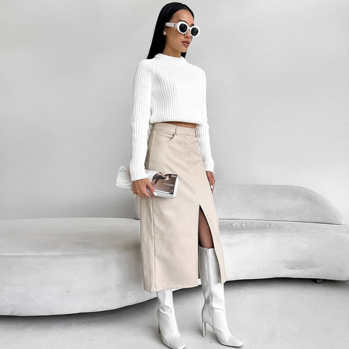 Emma | Elegant Hög Midja Höstkjol med Fleecefoder 6