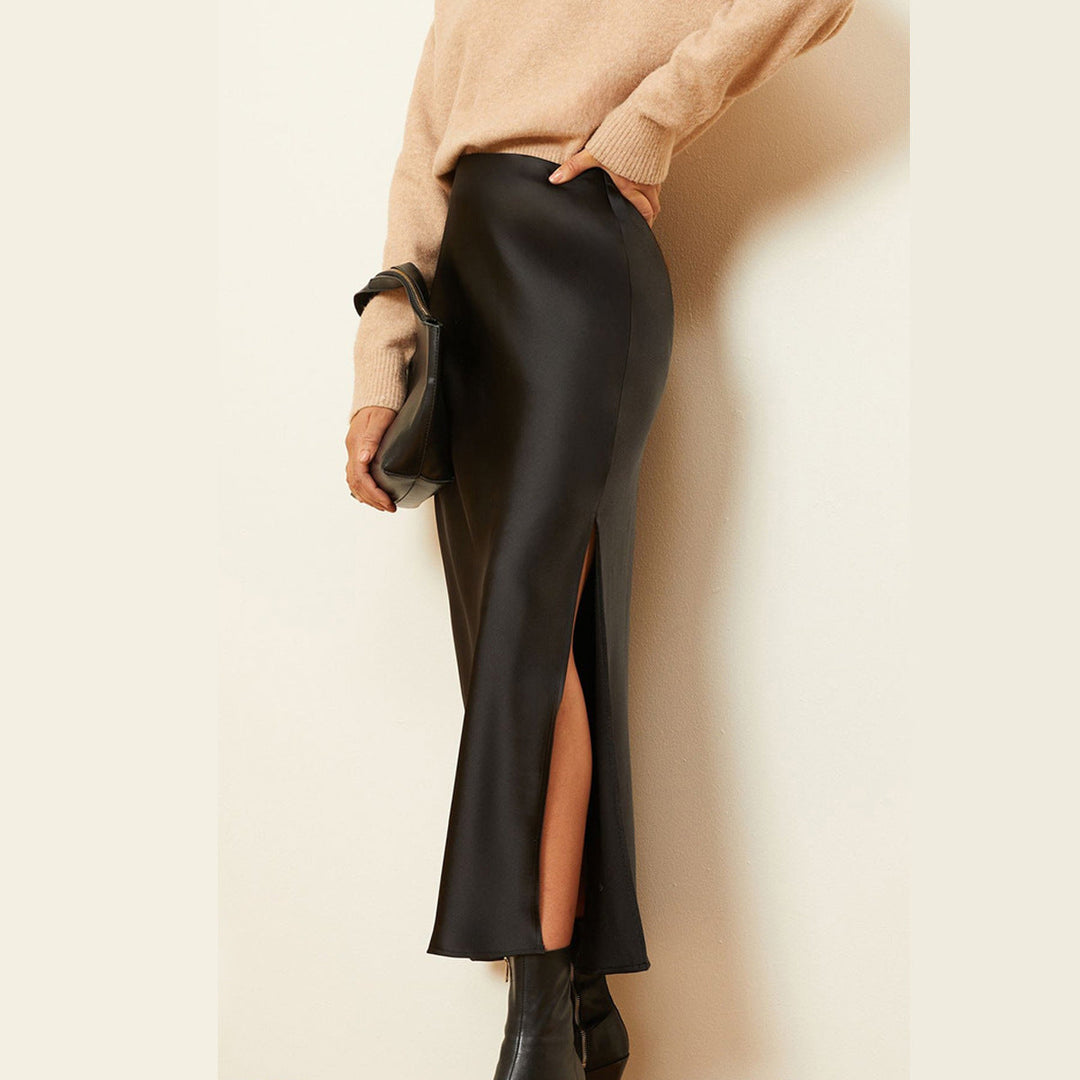 Emma | Elegant Hög Midja Kjol med Sned Slits 1