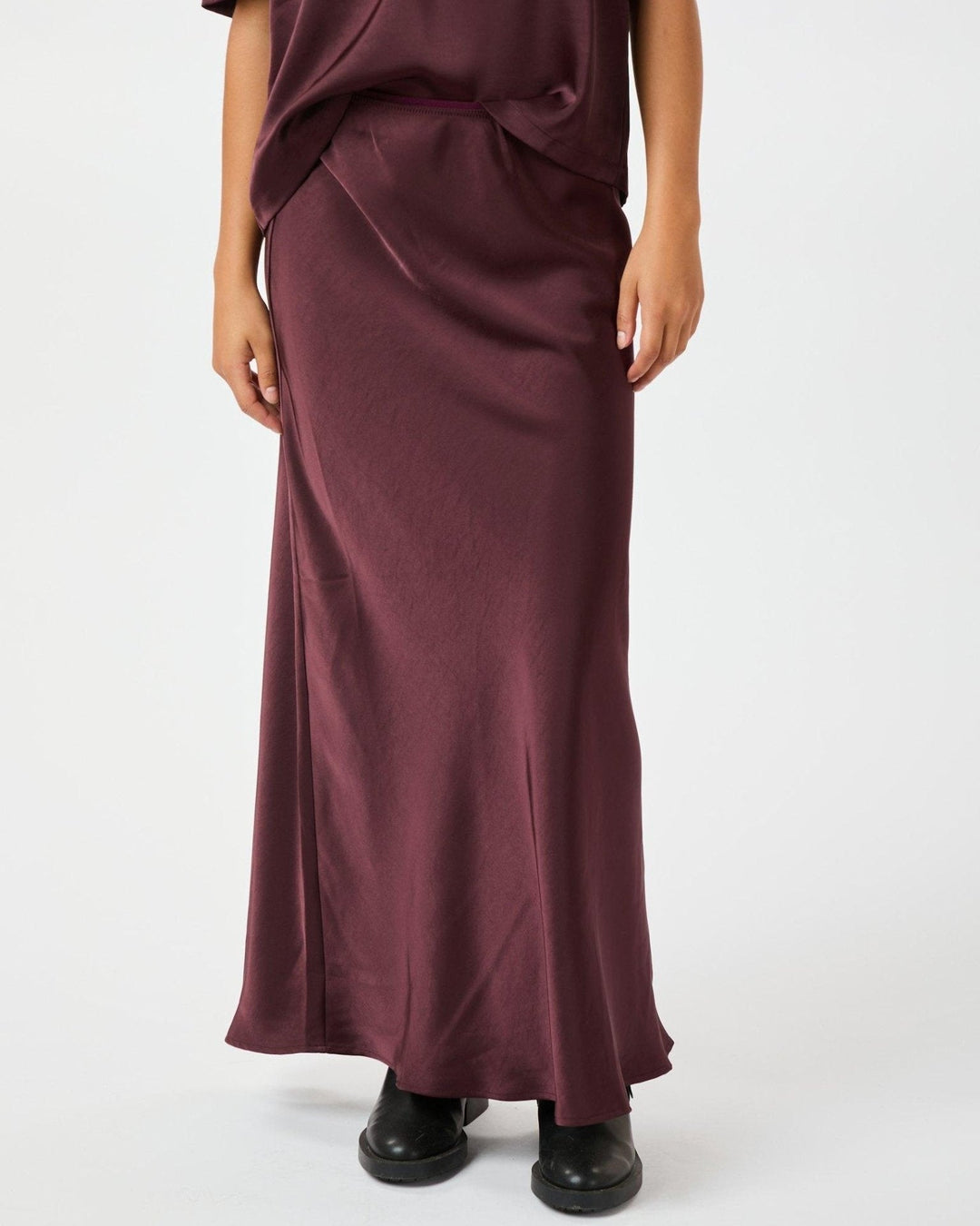 Emma | Elegant Hög Midja Satin Kjol 0