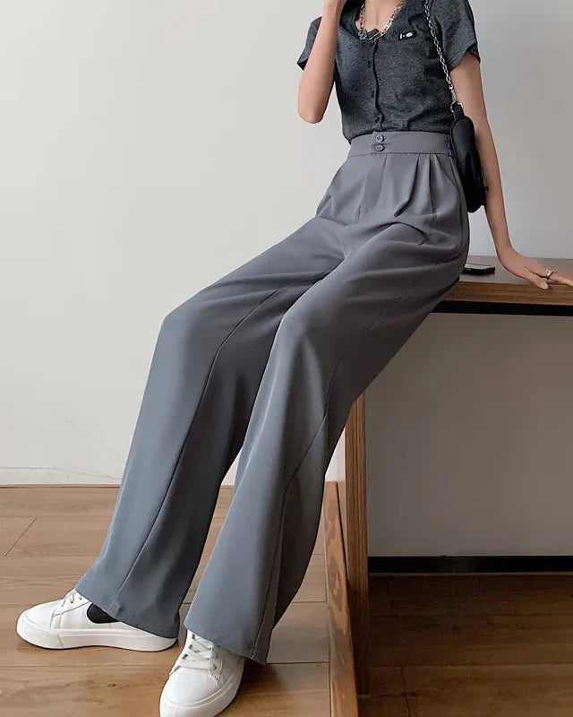Emma | Elegant Hög Midja Vida Ben Byxor 1