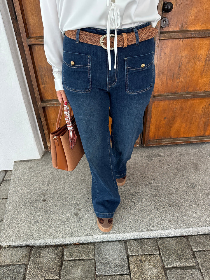 Emma | Elegant Hög Midja Vida Ben Jeans 0