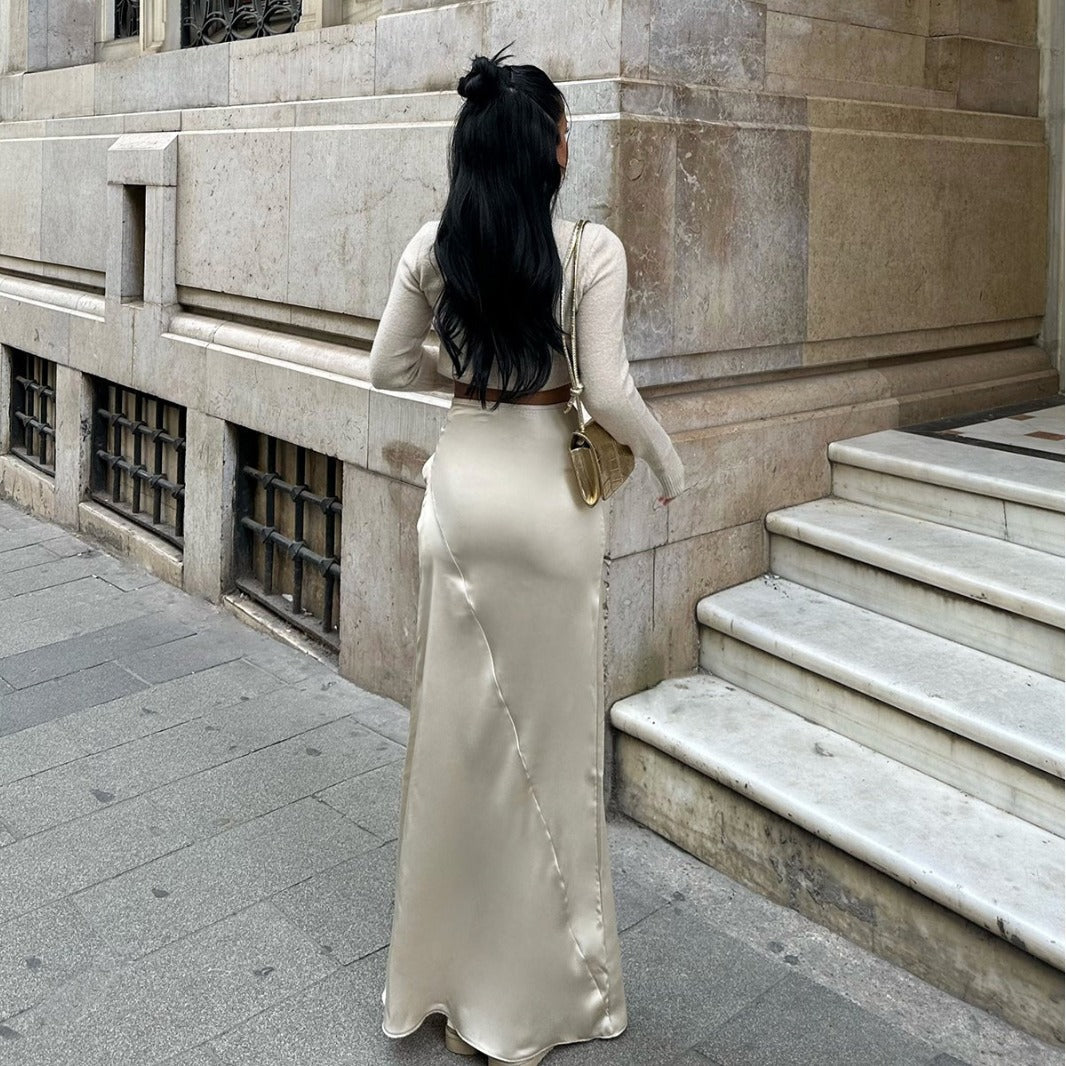 Emma | Elegant Långärmad Klänning med Asymmetrisk Drapering för Fest 3