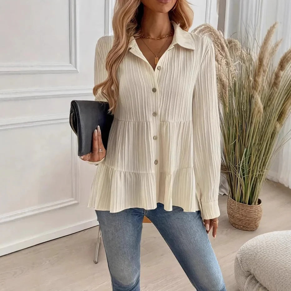 Emma | Elegant Långärmad Pullover Skjorta 0