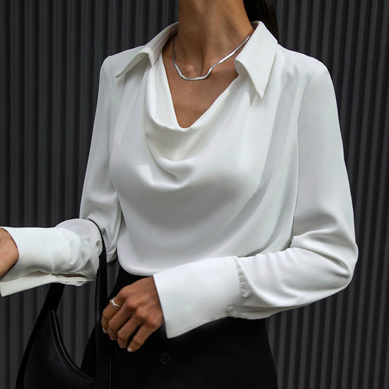 Emma | Elegant Långärmad Skjorta med Draperad Krage 3
