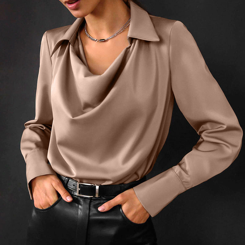 Emma | Elegant Långärmad Skjorta med Draperad Krage 5