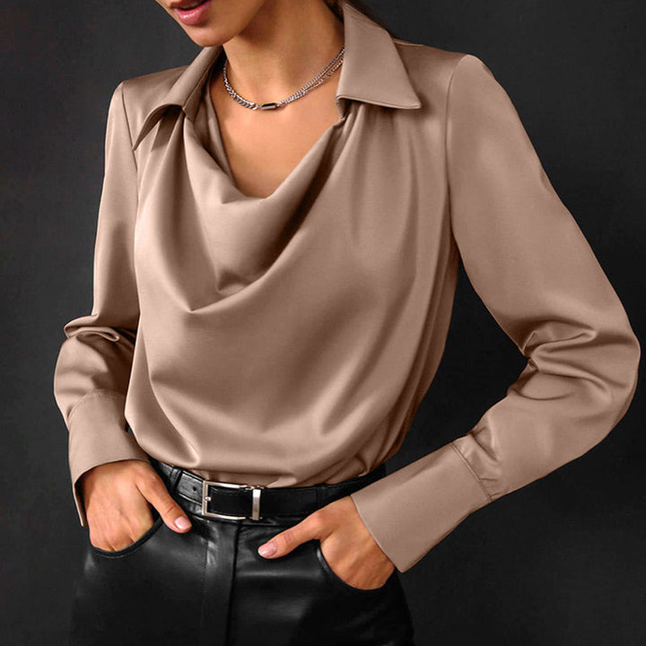 Emma | Elegant Långärmad Skjorta med Draperad Krage 5