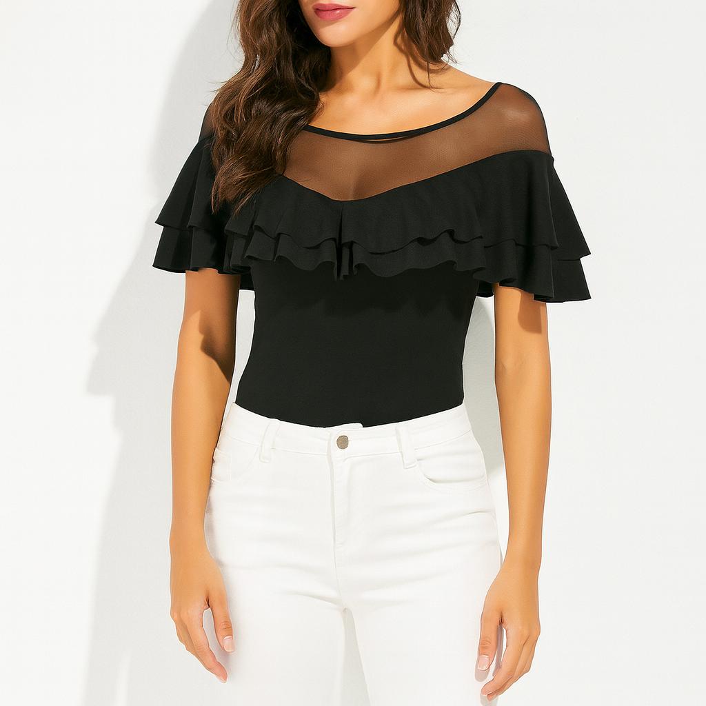 Emma | Elegant Långärmad Topp med Transparent Detalj 0
