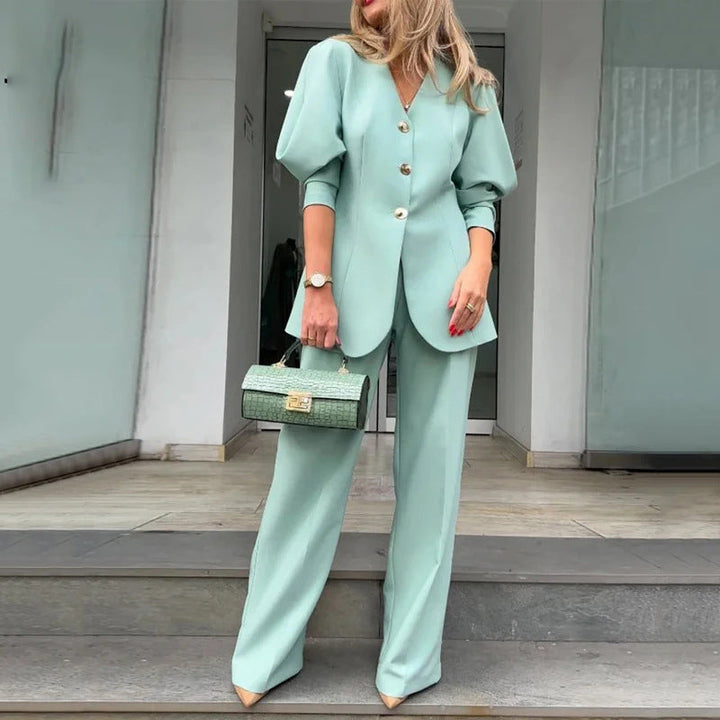 Emma | Elegant Långärmad Topp och Byxor Set 0