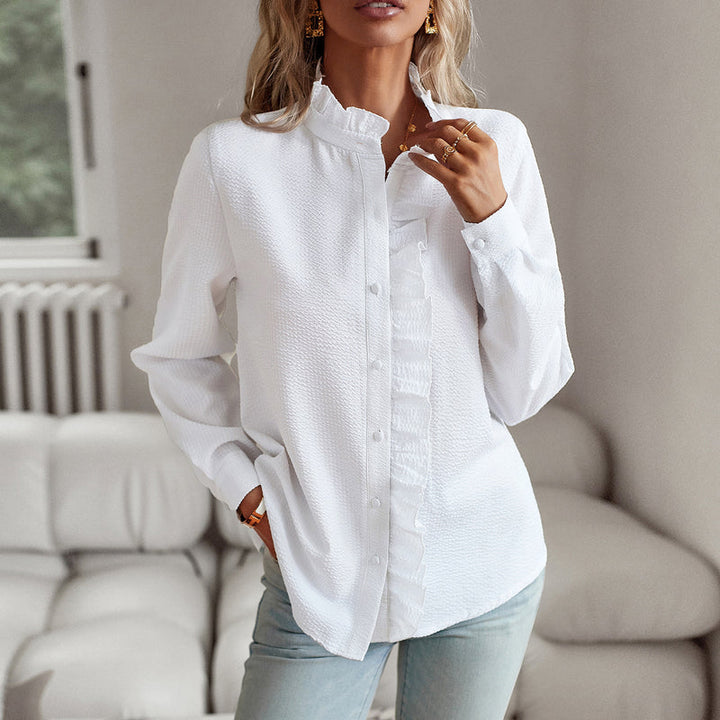 Emma | Elegant Långärmad Vårskjorta med Volang 2