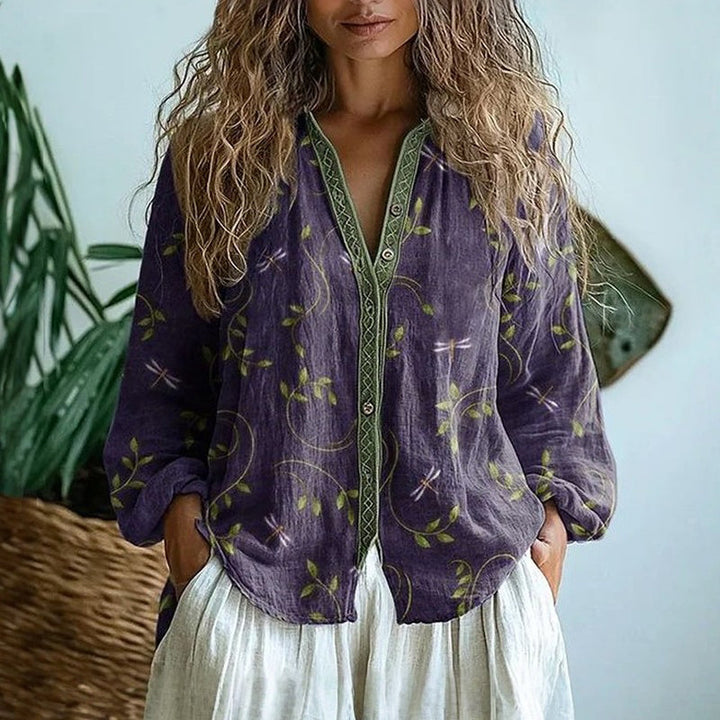 Emma | Elegant Leaf Print Blouse 1